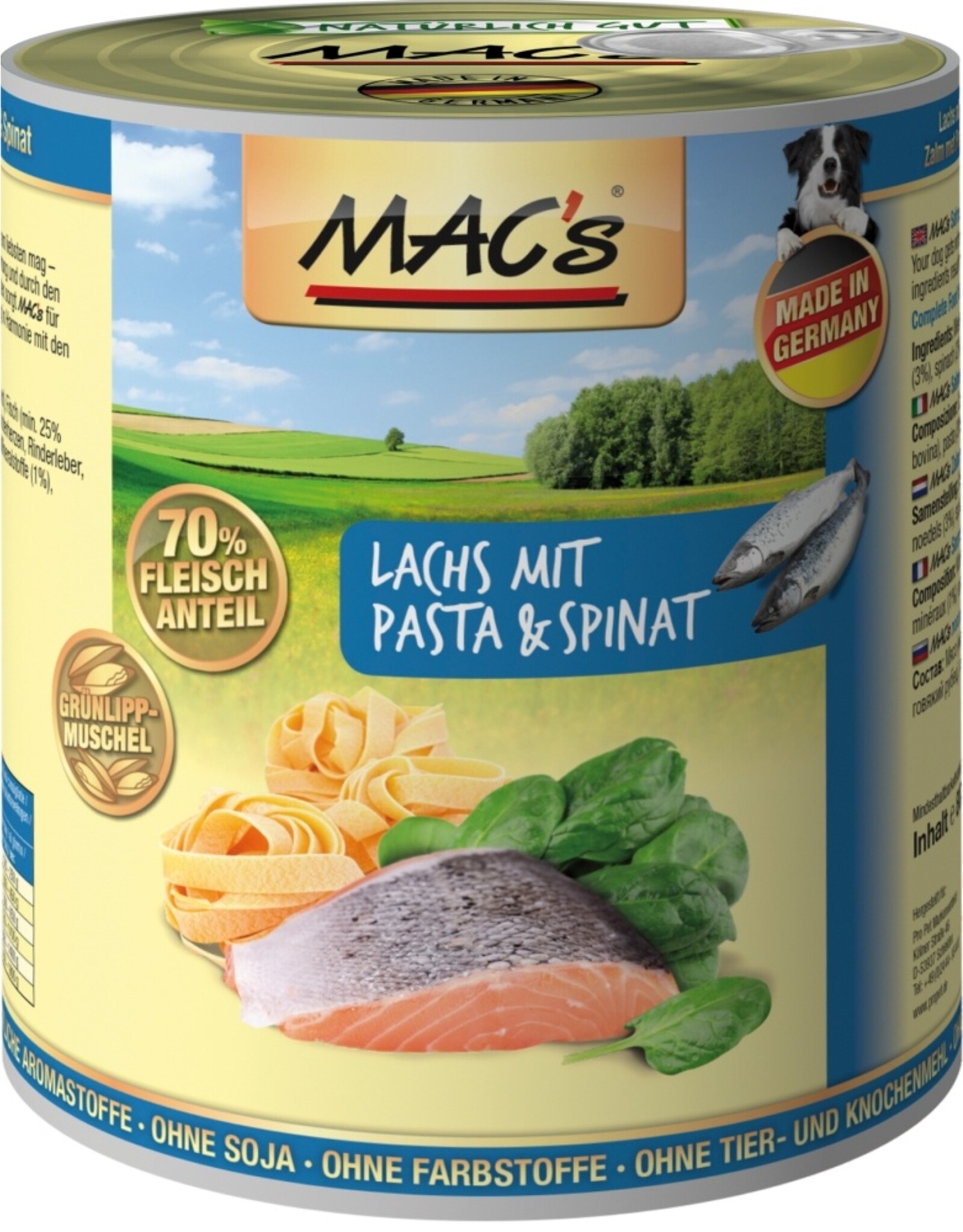 Mac´s Macs Dog Lachs, Pasta & Spinat