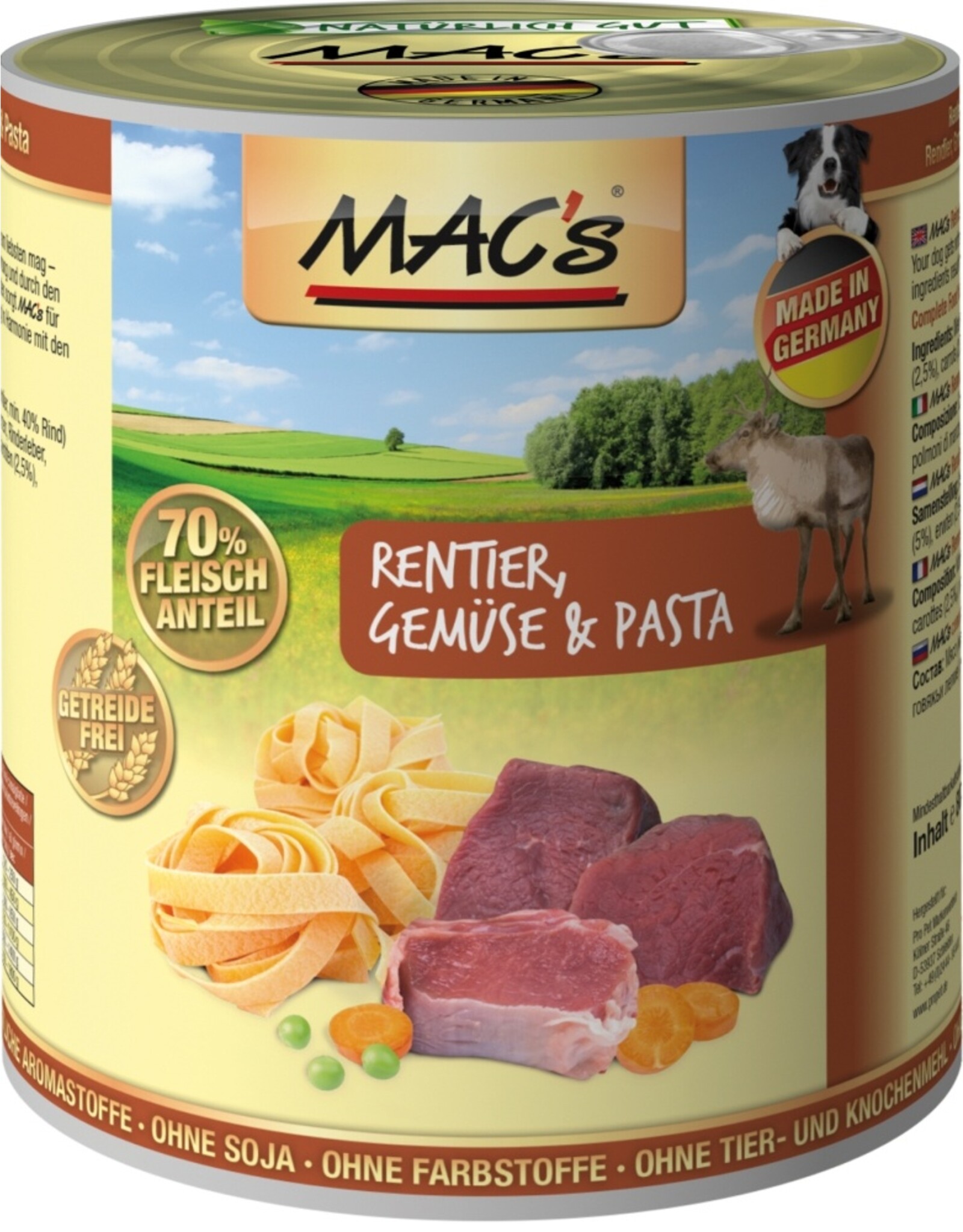 Mac´s Macs Dog Rentier, Gemüse & Pasta