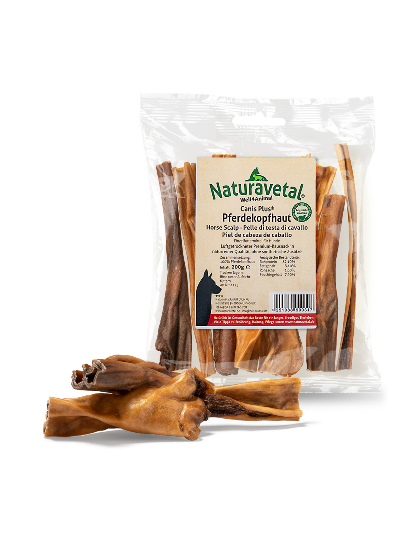 Naturavetal Naturavetal Canis Plus Pferdekopfhaut 10-15cm 200g