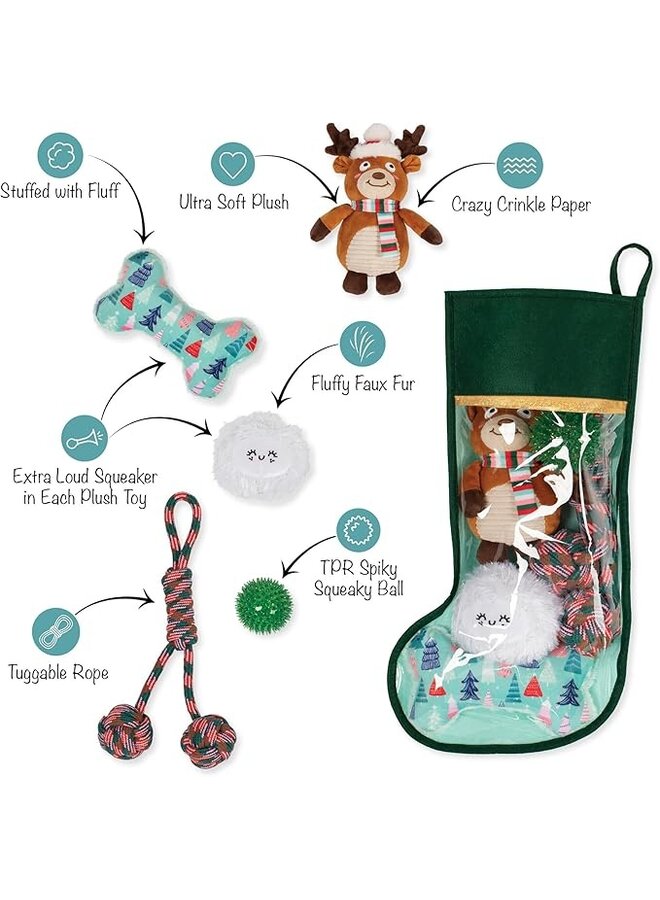 Happy Pawlidays Dog Toy Stocking