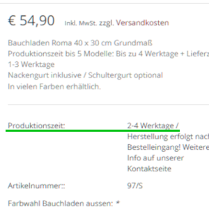 Info zur Produktionszeit