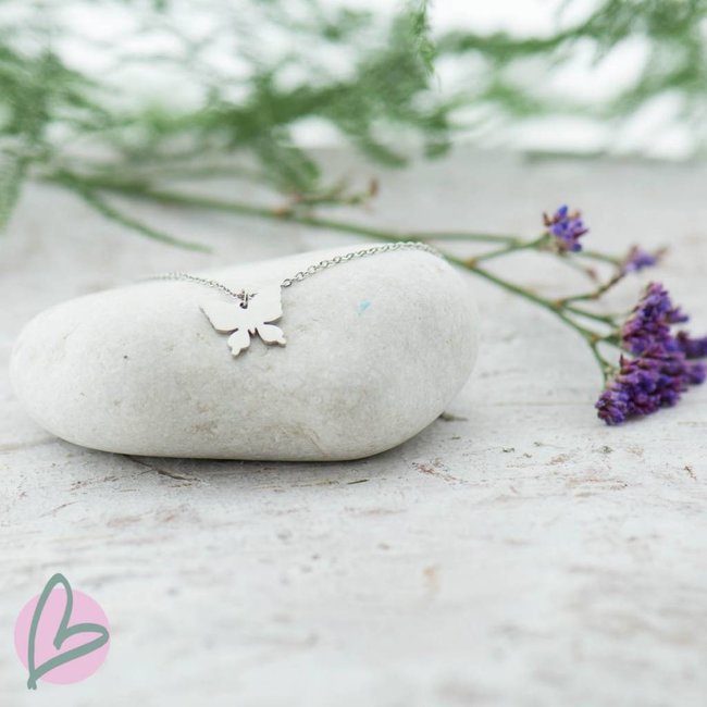 Zilver ketting met vlinder