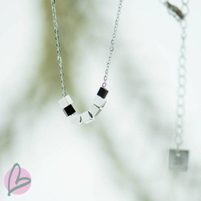 ZAG  Bijoux ketting zilver blokjes