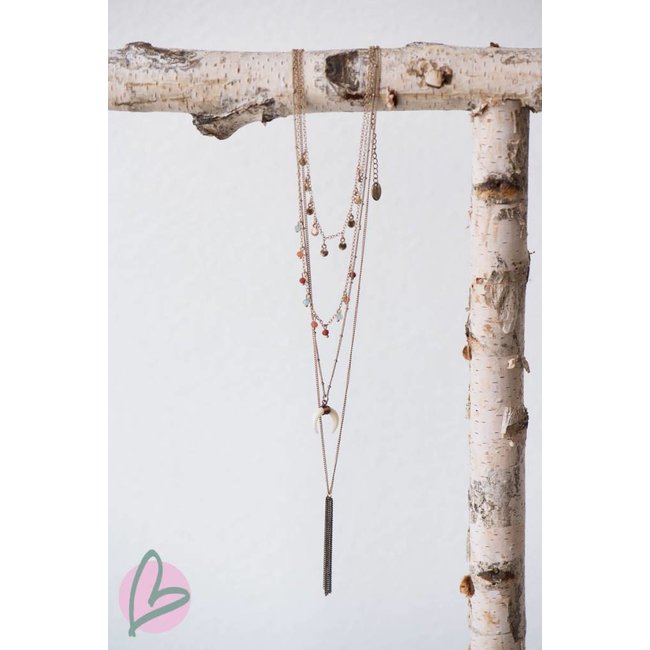 Beadle brons/gouden laagjes ketting bohemian