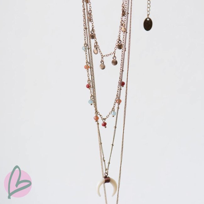 Beadle brons/gouden laagjes ketting bohemian