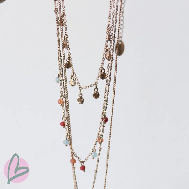 Beadle brons/gouden laagjes ketting bohemian