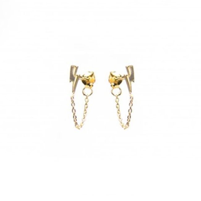 KARMA karma goud oorbellen met bliksem en ketting