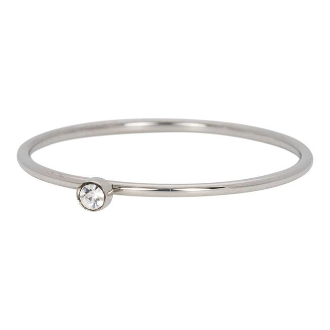 IXXXI aanschuifring zirconia 1 stone crystal 1mm