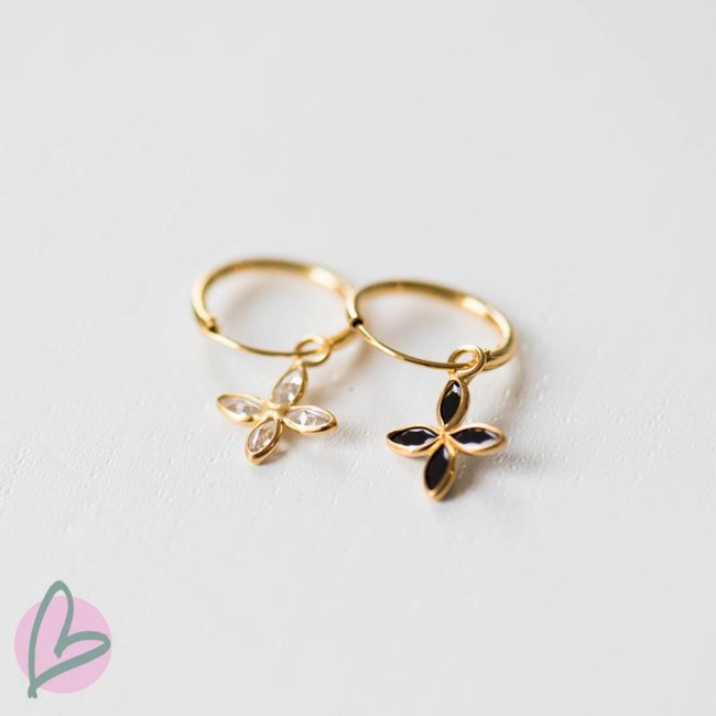 KARMA Hoops Symbols Black Leaf Goldplated