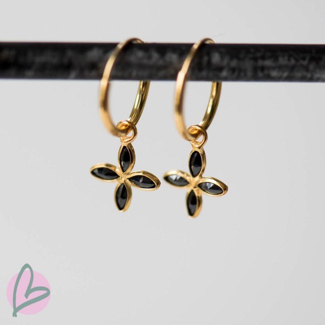 KARMA Hoops Symbols Black Leaf Goldplated