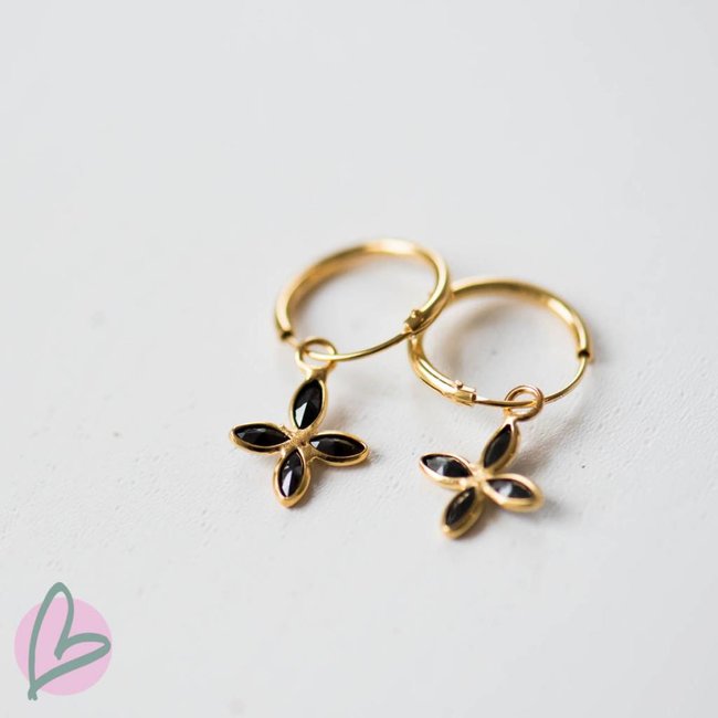 KARMA Hoops Symbols Black Leaf Goldplated