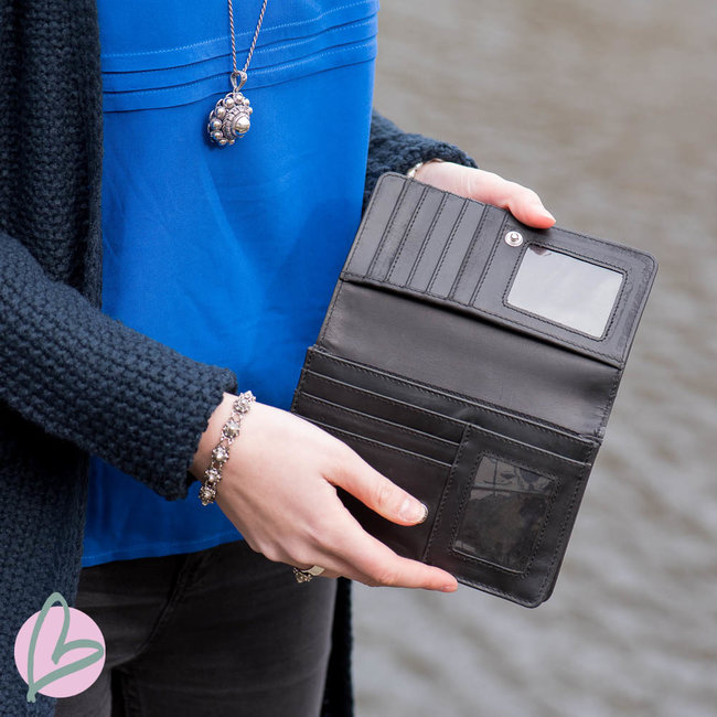 Zeeuws Echt leren zeeuwse knop portemonnee zwart