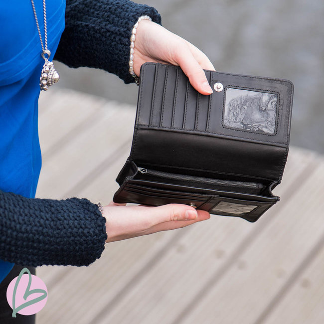 Zeeuws Echt leren zeeuwse knop portemonnee zwart