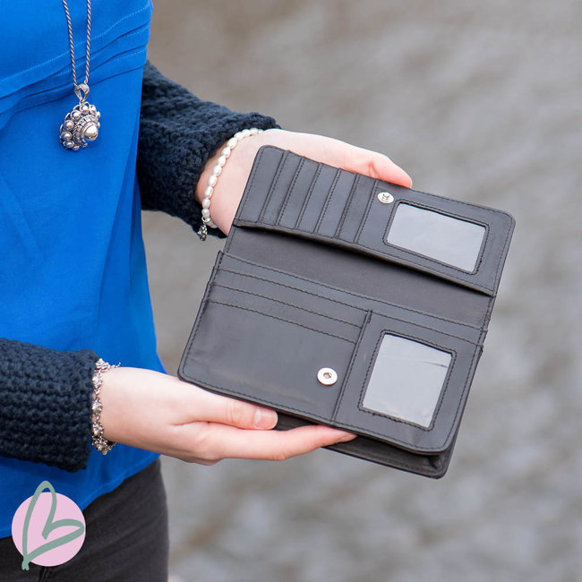 Zeeuws Echt leren zeeuwse knop portemonnee zwart