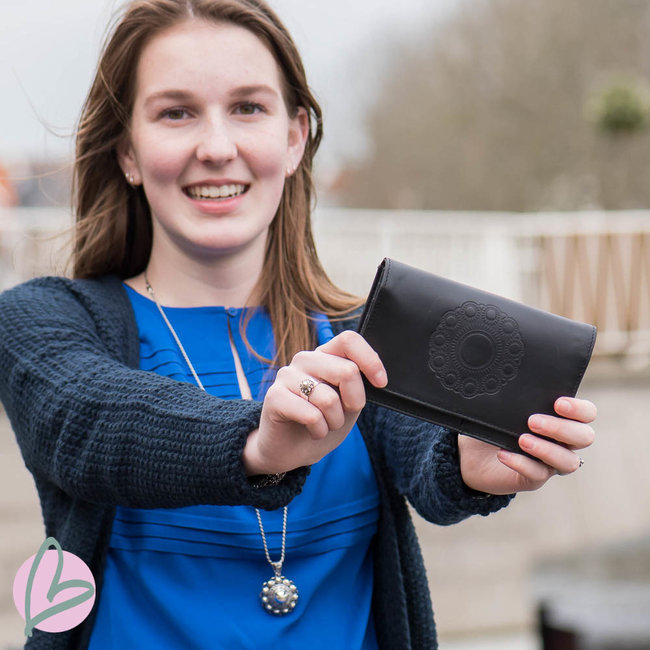 Zeeuws Echt leren zeeuwse knop portemonnee zwart