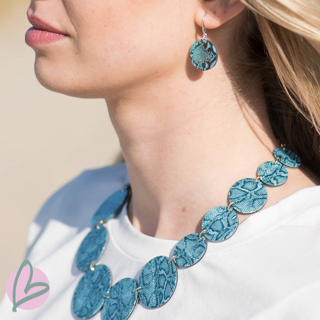 Biba Snake print ketting turquoise