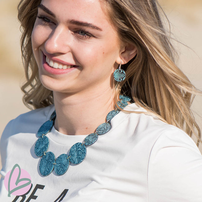 Biba Snake print ketting turquoise