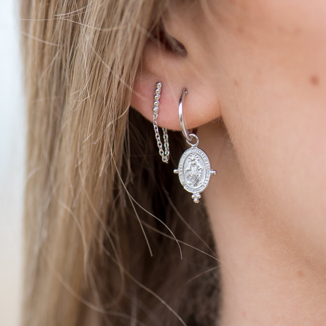 KARMA Echt zilver oorbellen met bolletjes en ketting