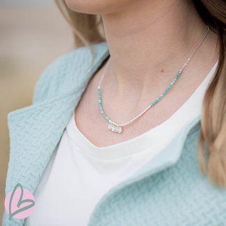 Beadle ketting mat zilver/turquoise met muntjes