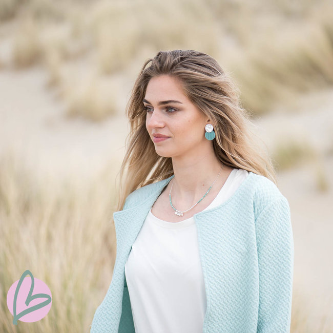 Beadle ketting mat zilver/turquoise met muntjes