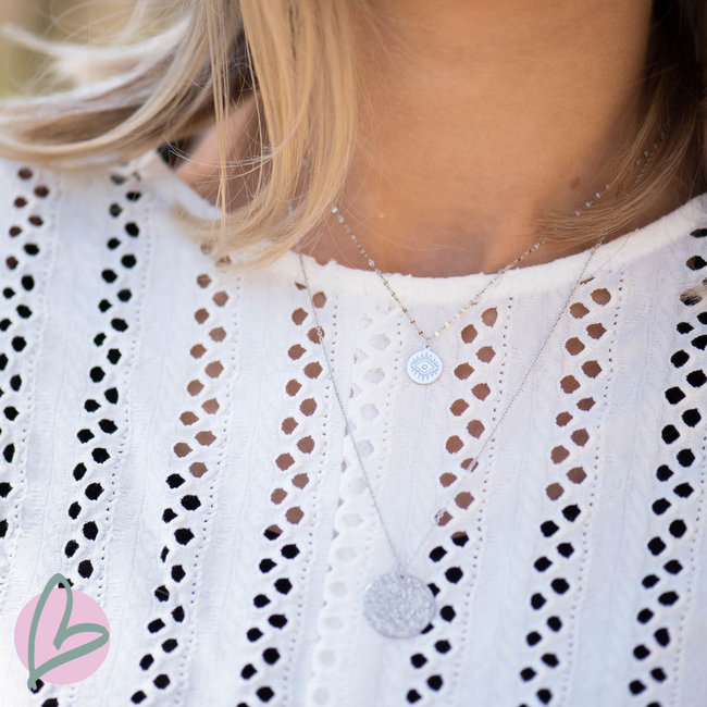 Dubbele zilveren ketting met lucky coins