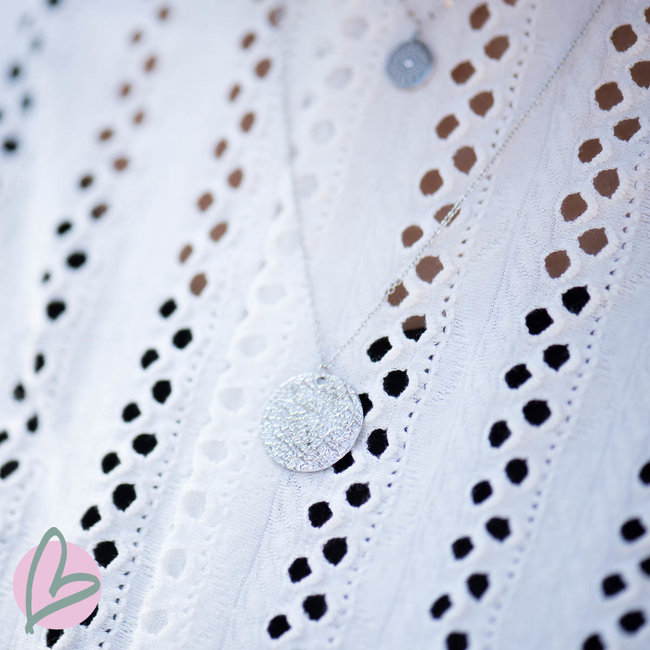 Dubbele zilveren ketting met lucky coins