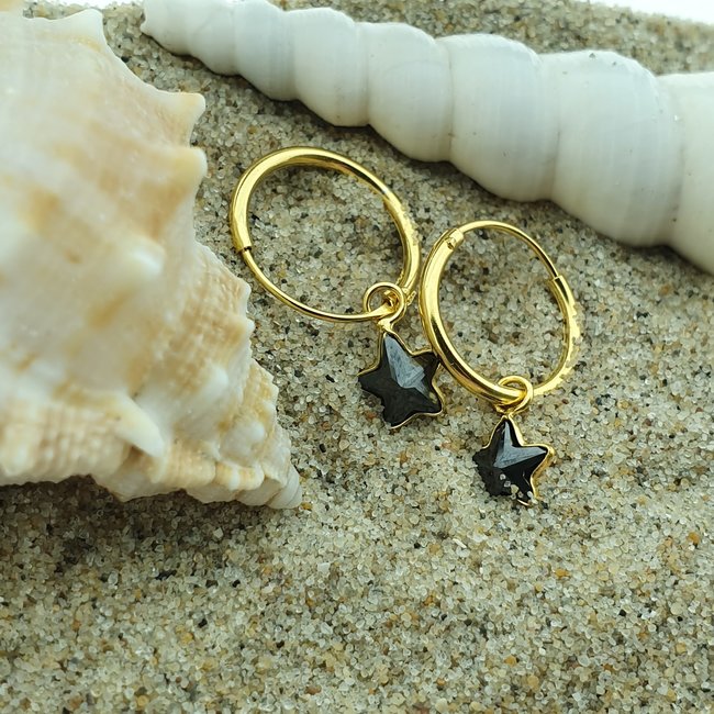 KARMA Hoops Symbols Black Zirconia Star 2 Goldplated