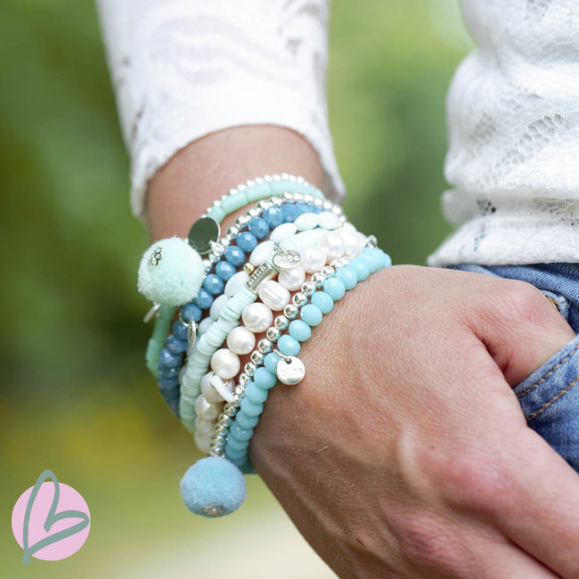 Biba Kralenarmband aquablauw facetgeslepen