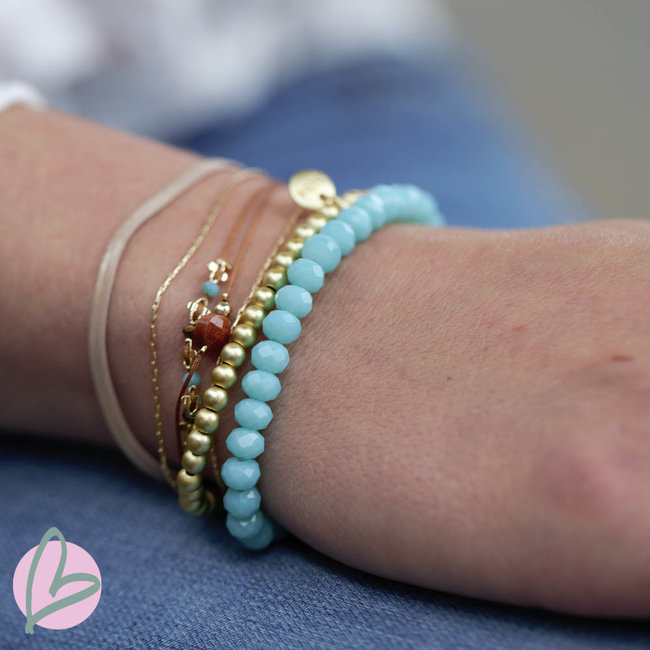 Biba Kralenarmband aquablauw facetgeslepen