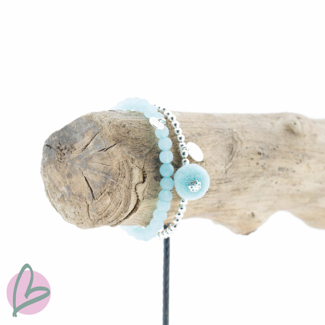 Biba Kralenarmband aquablauw facetgeslepen