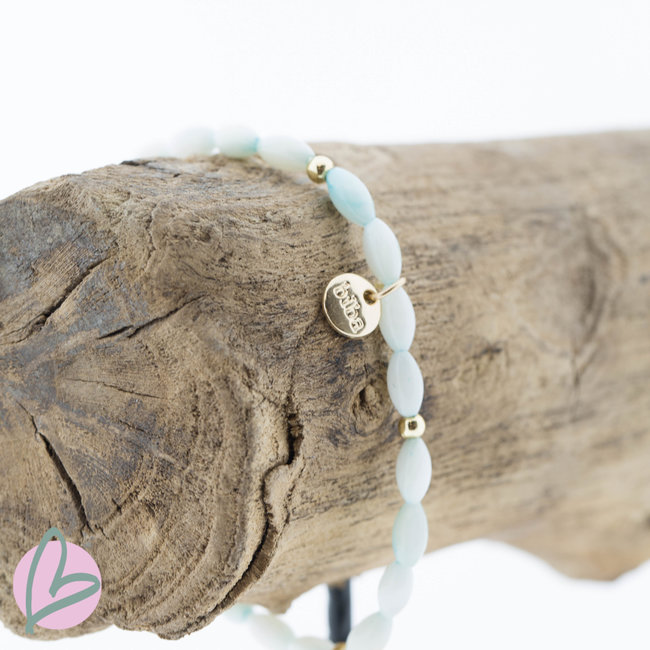 Biba Kralenarmband gemeleerd ovaal wit/blauw