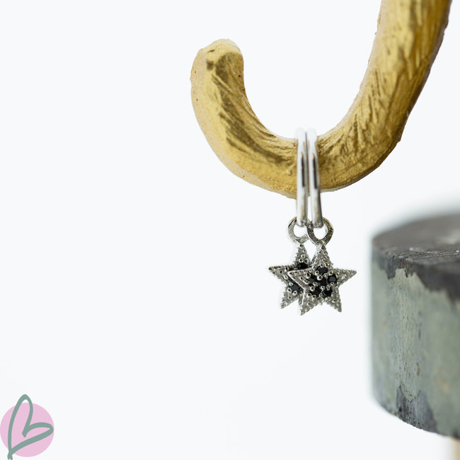 KARMA Hoops Symbol Black Zirconia Star Dots Silver