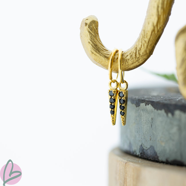 KARMA Hoops Symbols Black Zirconia Cone Goldplated