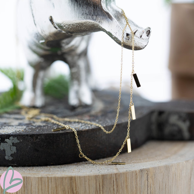 ZAG  Bijoux dubbele gouden ketting met staafjes