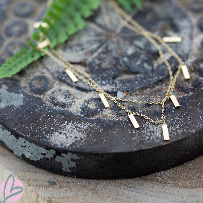 ZAG  Bijoux dubbele gouden ketting met staafjes