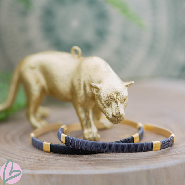 Biba Goudkleurige bangle in anthraciet grijs