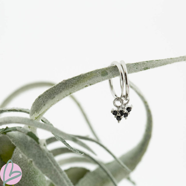 Oorringen zilver925 met zwarte zirconia