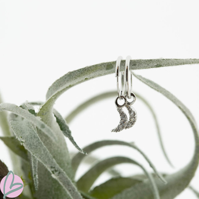 KARMA Oorringen zilver925 met crystal steentjes maantje