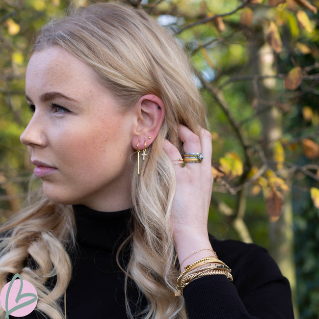 Oorringen zilver925 met crystal kruis goud