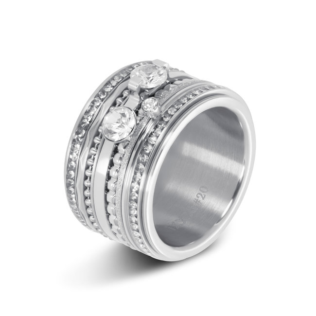 IXXXI aanschuifring 2mm ball with crystal stone zilver