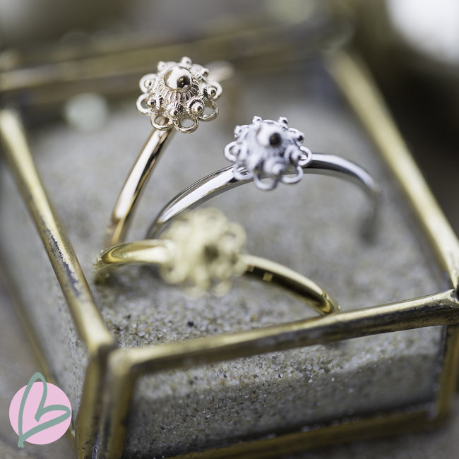 IXXXI aanschuifring 2mm met Zeeuwse knop in rosékleur