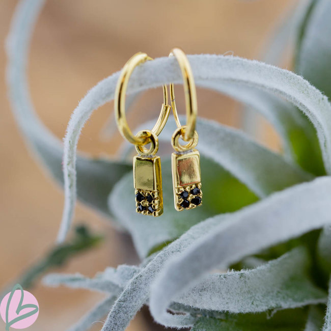 Hoops Symbol Black Zirconia Rectangle 2 Goldplated