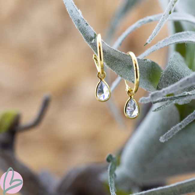 KARMA Hoops Symbols  Zirconia Drop Goldplated