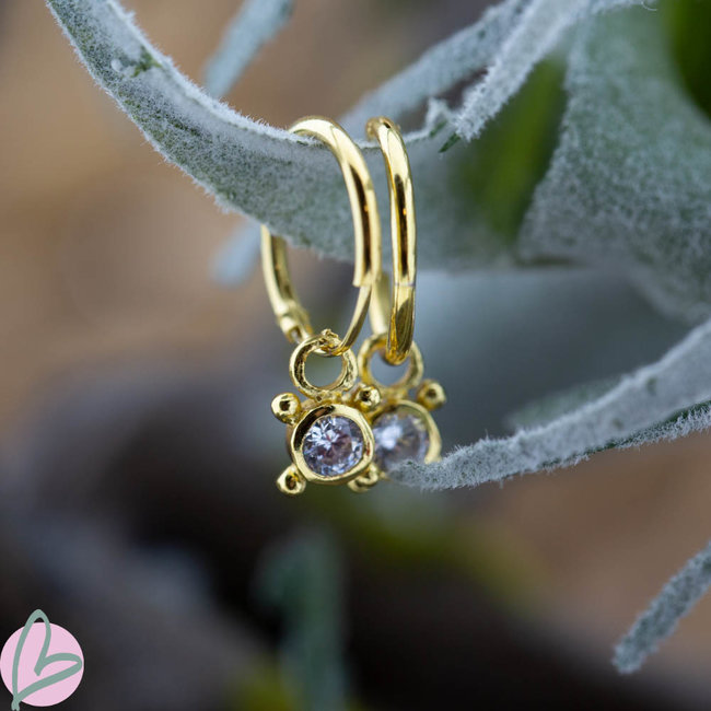Hoops Symbols Zirconia Single Stone 4 Dots Goldplated