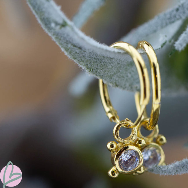 Hoops Symbols Zirconia Single Stone 4 Dots Goldplated