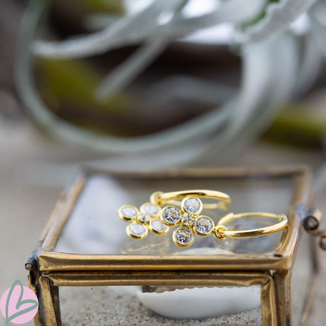 KARMA Hoops Symbols Crystal flower Goldplated