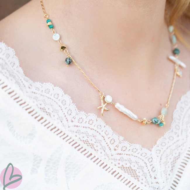 Biba ketting strand zeester parels