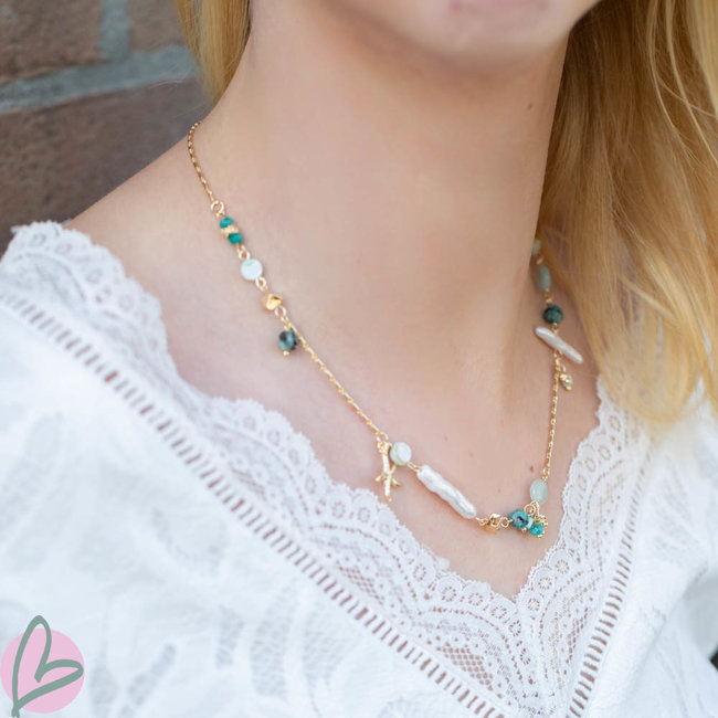 Biba ketting strand zeester parels