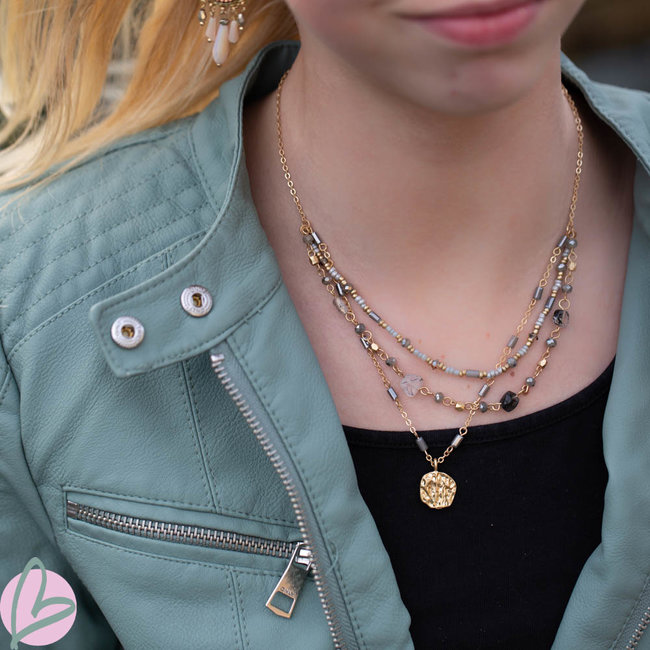 Biba ketting goud driedubbel met munt