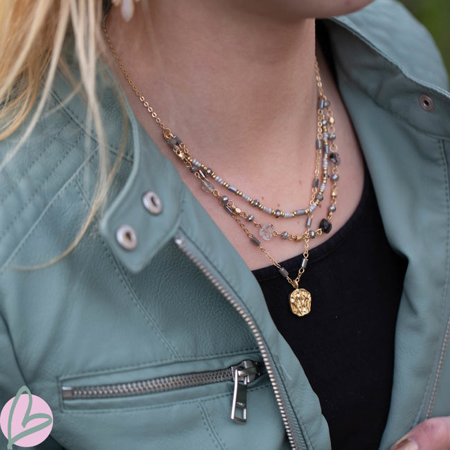 Biba ketting goud driedubbel met munt